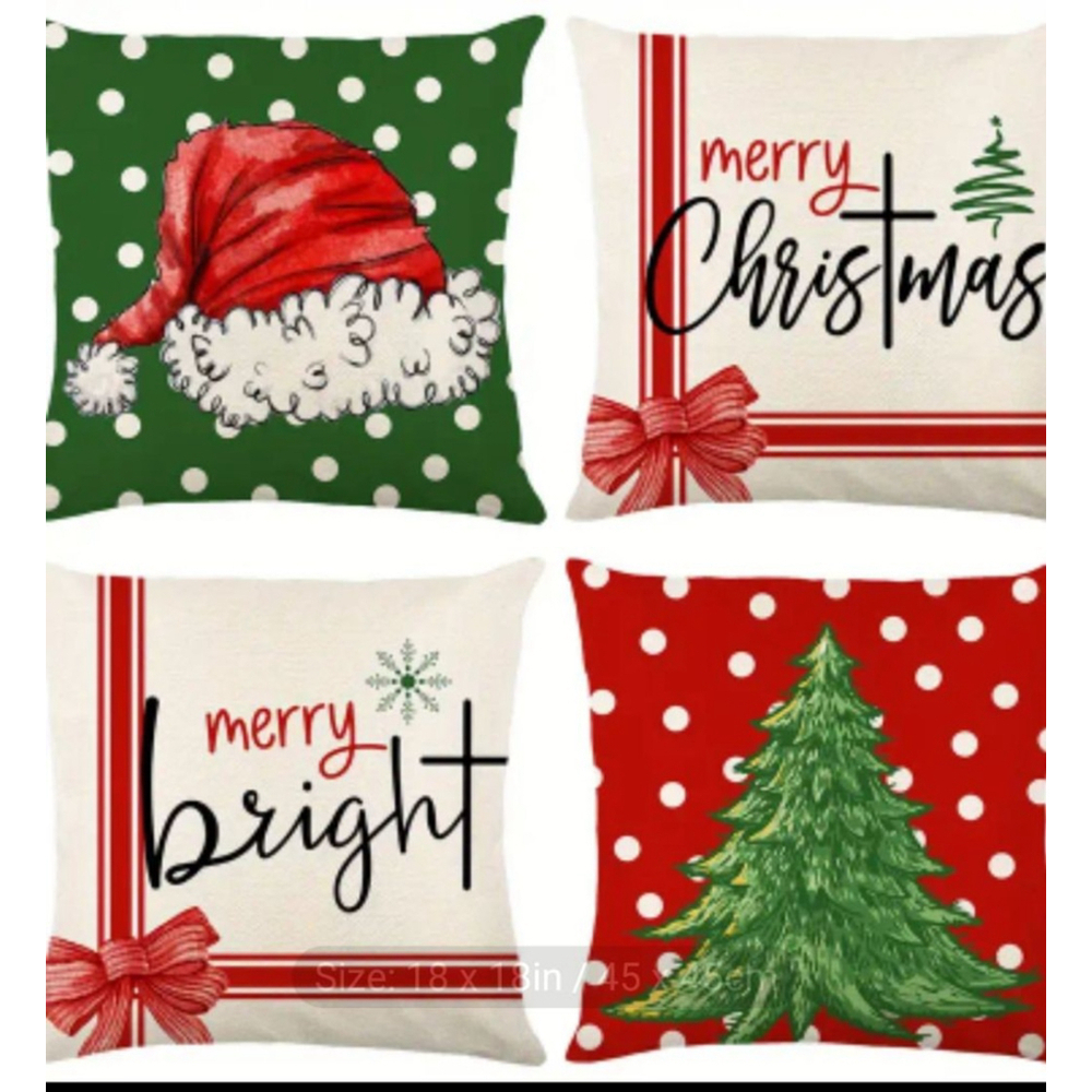 Christmas Pillow Cover 18 in Red and Green